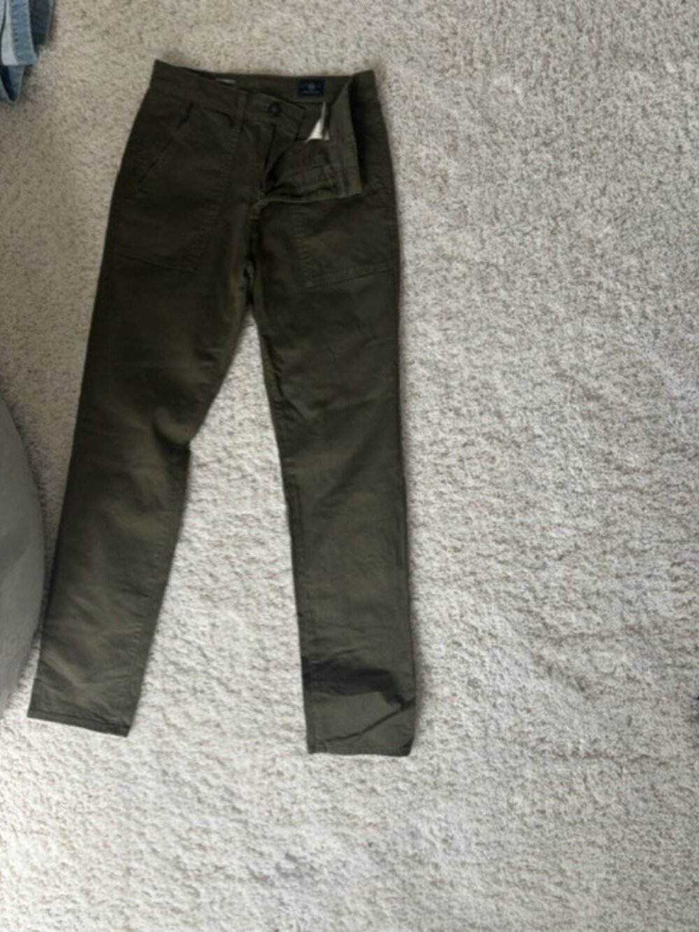 AG khakki green cargo pants, size 26